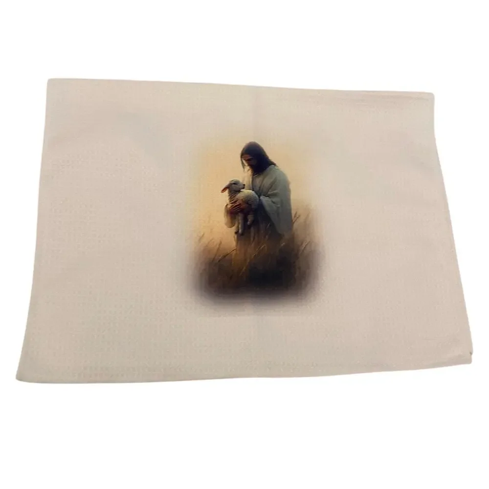 NWT Christian Faith Based Kitchen Towel / Jesus & Lamb Decorative Hand Towel